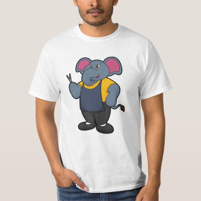 T-shirt Elephant coiffeur avec ciseaux (Devant)
