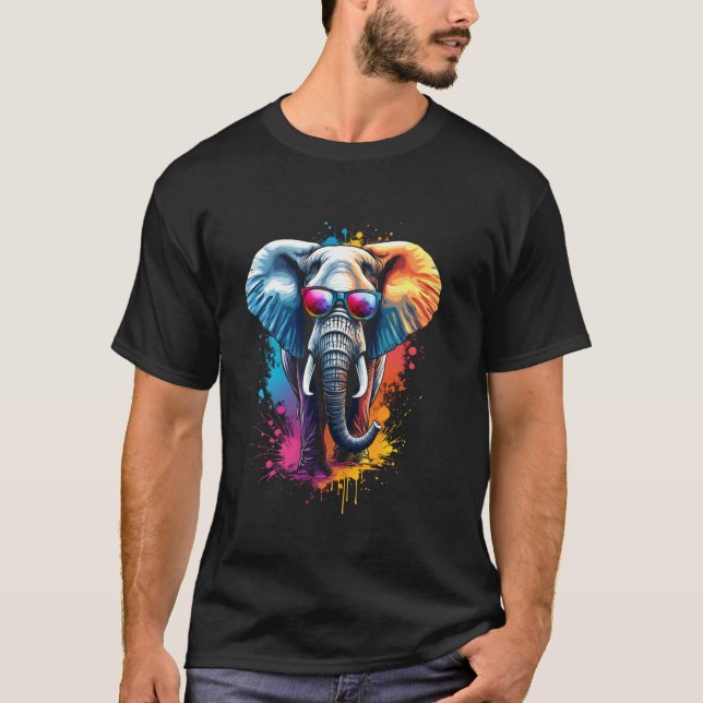 T-shirt Éléphant coloré (Devant)