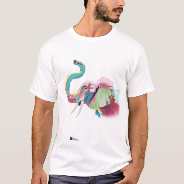 T-shirt Eléphant coloré cool tendance (Devant)