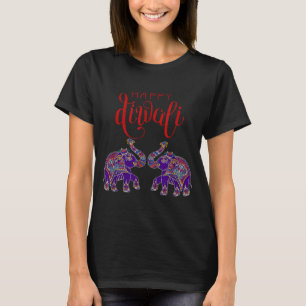 T-shirt Éléphant Coloré Joyeux Deepavali Diwali Pour Hindo