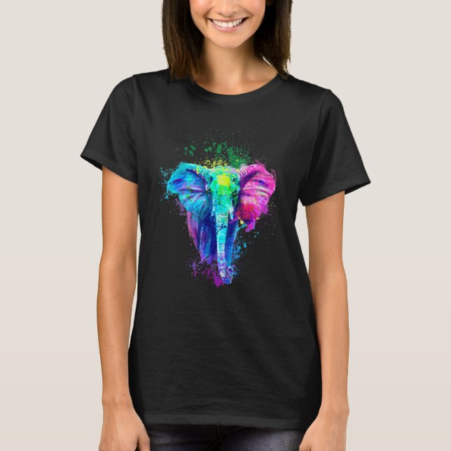 T-shirt Eléphant Coloré Style Art Eléphant (Devant)