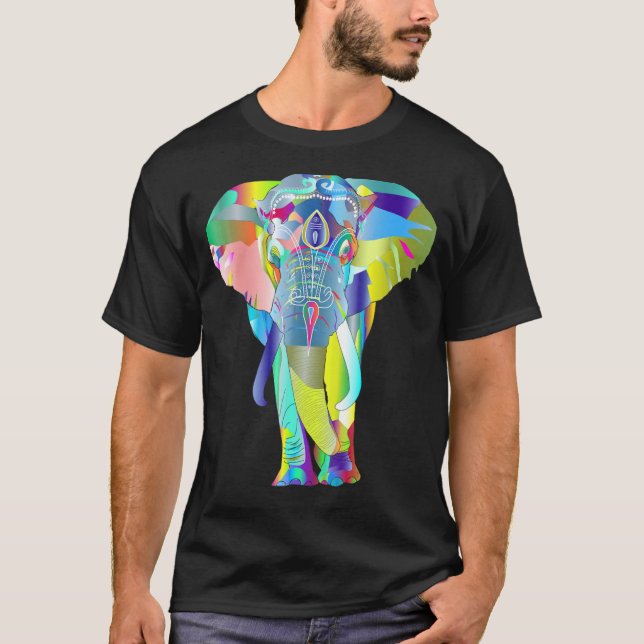 T-shirt Eléphant coloré Unisex (Devant)
