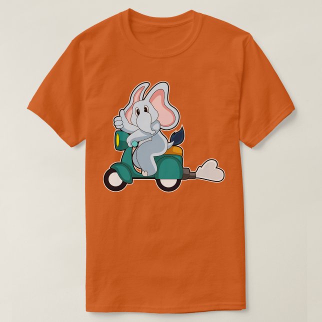 T-shirt Elephant Comme Biker Avec Scooter (Design devant)