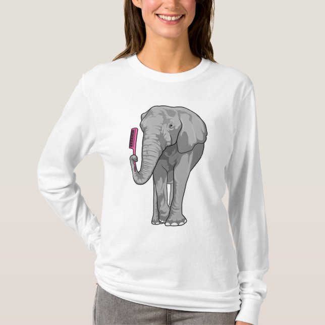 T-shirt Elephant comme coiffeur avec peigne (Devant)