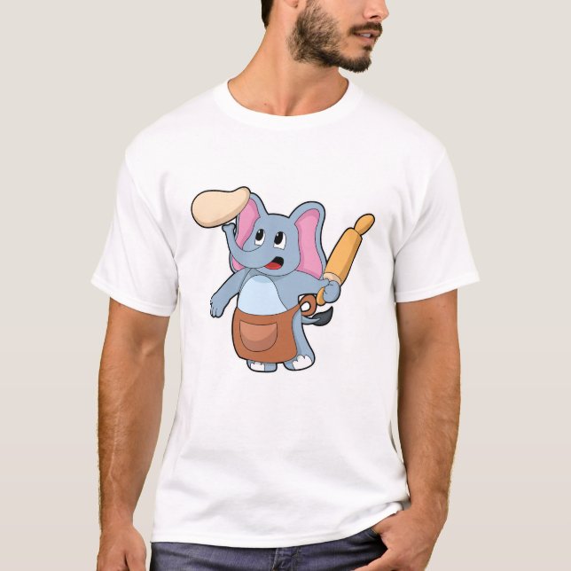 T-shirt Eléphant comme cuisinier avec broche à rouleaux &  (Devant)
