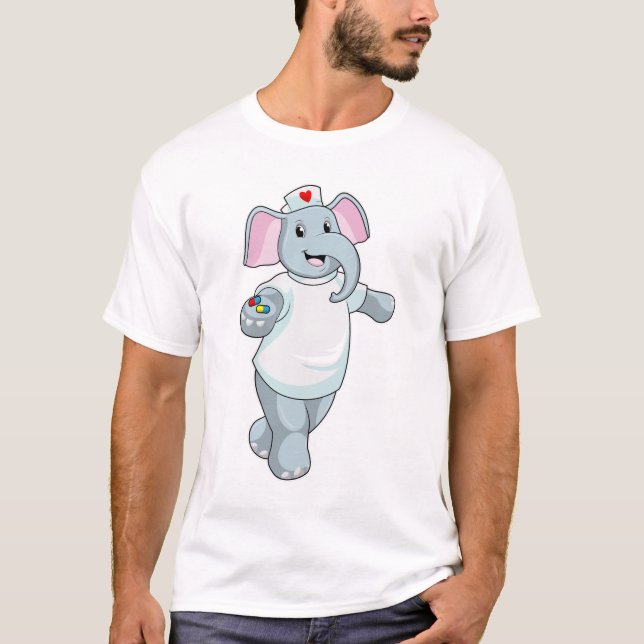 T-shirt Elephant comme infirmière avec la médecine (Devant)