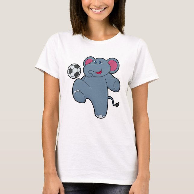 T-shirt Elephant comme joueur de football avec balle de fo (Devant)