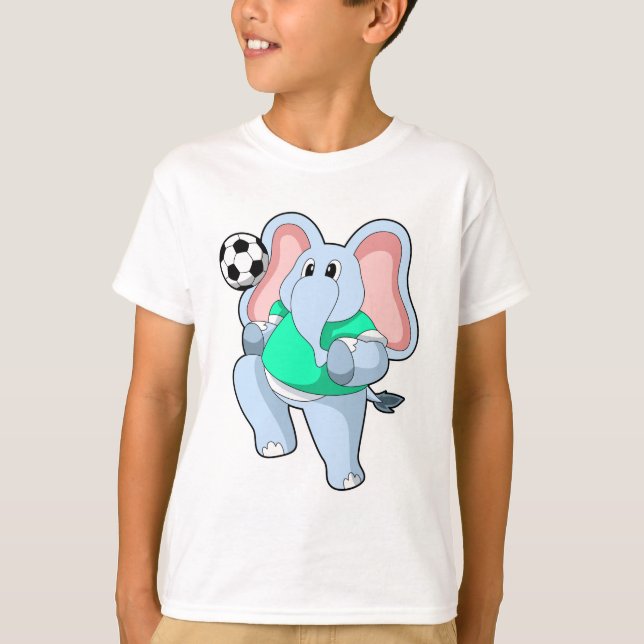 T-shirt Elephant comme joueur de football avec Soccer.PNG (Devant)