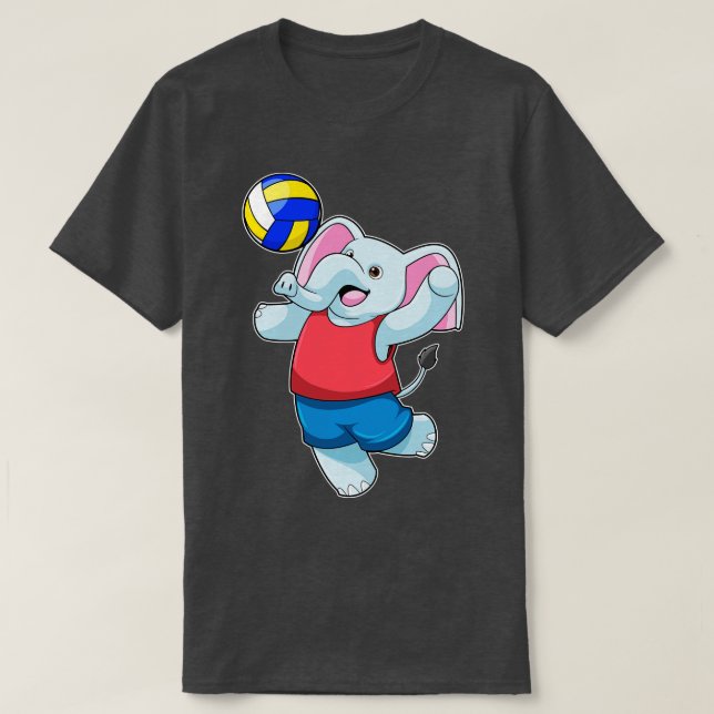 T-shirt Elephant comme joueur de volleyball avec volleybal (Design devant)