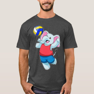T-shirt Elephant comme joueur de volleyball avec volleybal