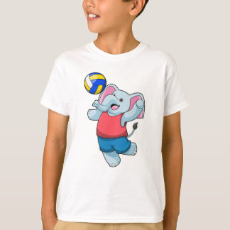 T-shirt Elephant comme joueur de volleyball avec volleybal