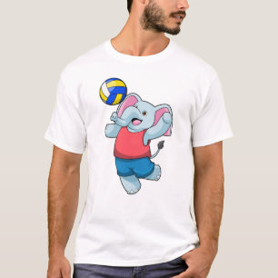 T-shirt Elephant comme joueur de volleyball avec volleybal