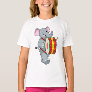 T-shirt Elephant comme musicien avec tambour