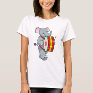 T-shirt Elephant comme musicien avec tambour