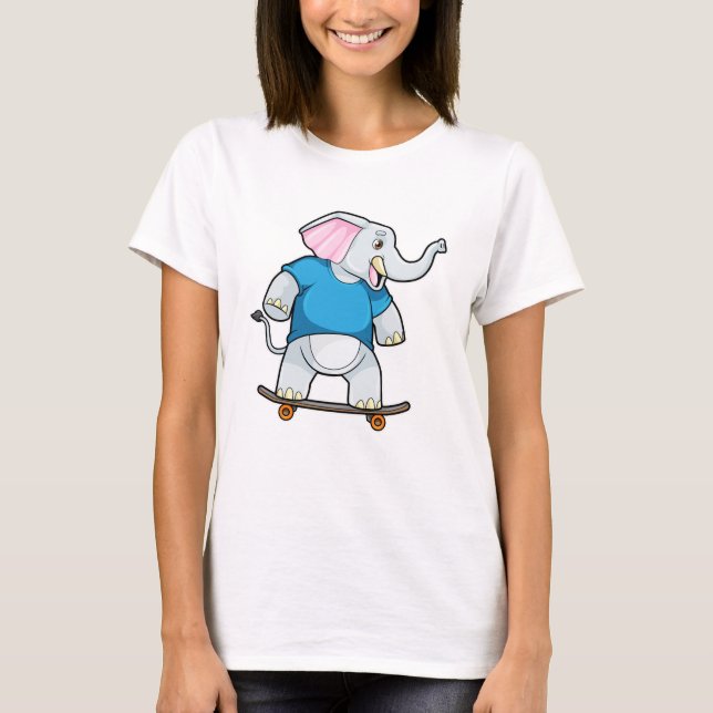 T-shirt Elephant comme patineur avec skateboard (Devant)