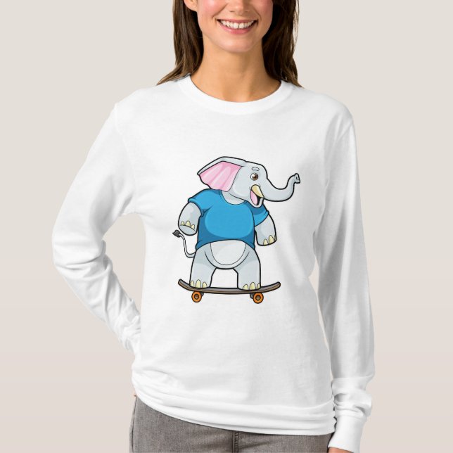 T-shirt Elephant comme patineur avec skateboard (Devant)