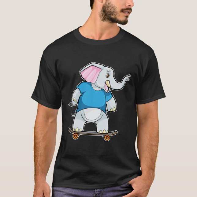 T-shirt Elephant comme patineur avec skateboard (Devant)