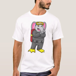 T-shirt Elephant comme plongeur avec lunettes de plongée