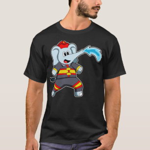 T-shirt Elephant comme pompier avec tuyau 3