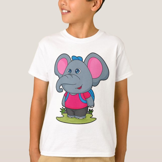 T-shirt Elephant comme randonneur avec sac à dos (Devant)