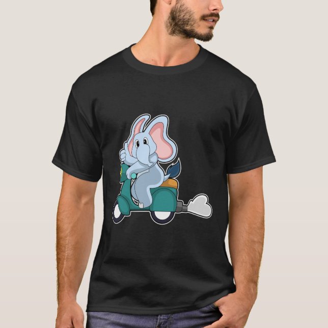 T-shirt Elephant comme vélo avec scooter (Devant)