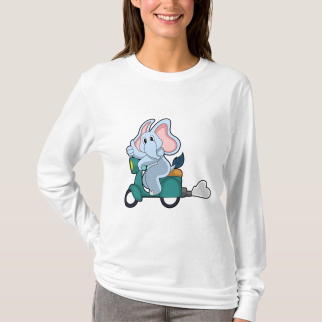 T-shirt Elephant comme vélo avec scooter (Devant)