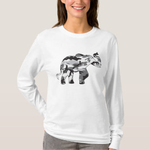T-shirt Éléphant composé du camouflage gris d'armée