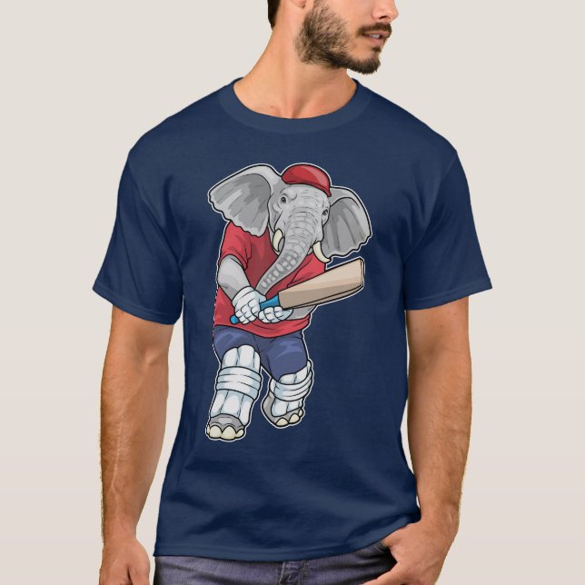 T-shirt Elephant Cricket Cricket bat Sports (Devant)