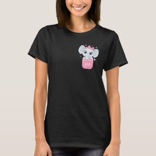 T-shirt Eléphant Cute Dans Pocket Drôle Valenine Animal Am