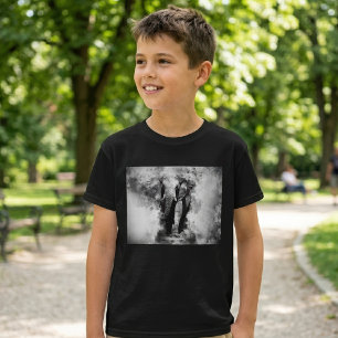 T-shirt Éléphant d'Afrique Aquarelle Noir et Blanc