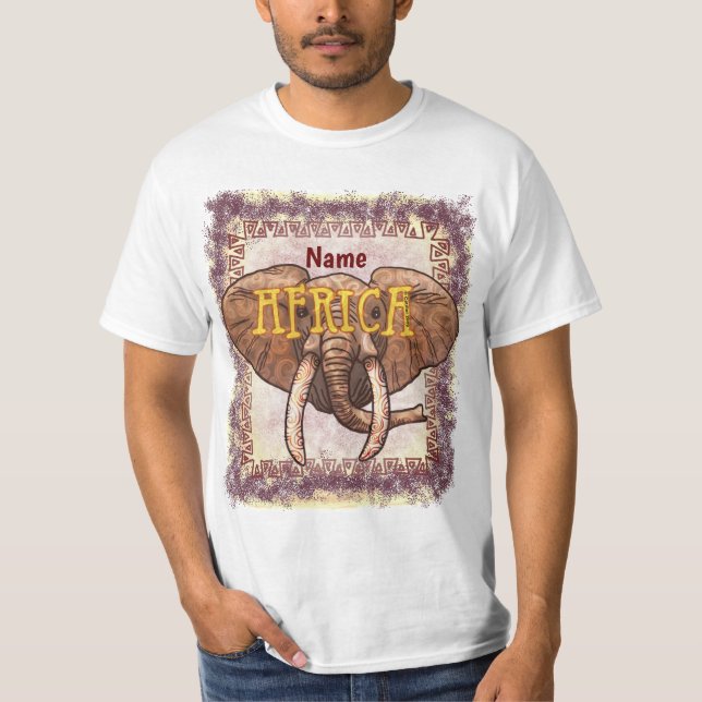 T-shirt éléphant d'Afrique sépia (Devant)