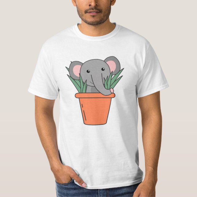 T-shirt Elephant Dans Blumentop Funny Elephant Plantes (Devant)