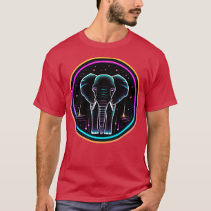 T-shirt Éléphant dans l'espace Animaux sauvages Néon cosmi