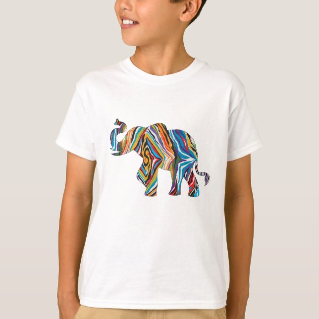 T-shirt Elephant dans un modèle zèbre psychédélique (Devant)