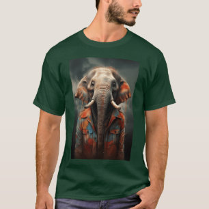 T-shirt Éléphant dans une veste colorée Art animal vintage