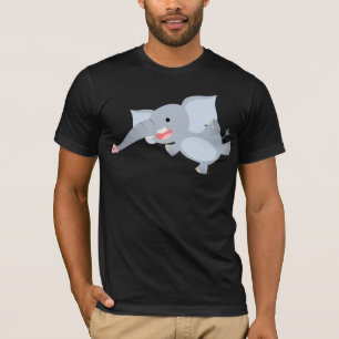 T-Shirt Éléphant de Dessin Animé Flottant