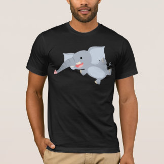 T-Shirt Éléphant de Dessin Animé Flottant