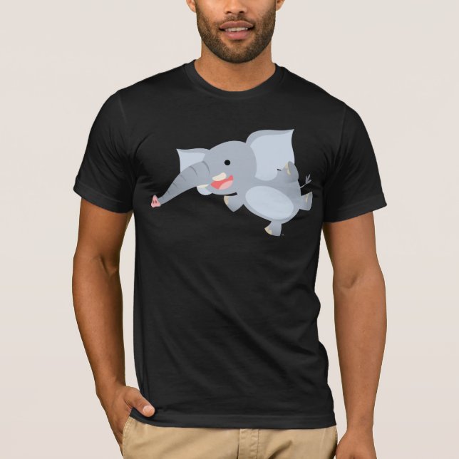 T-Shirt Éléphant de Dessin Animé Flottant (Devant)