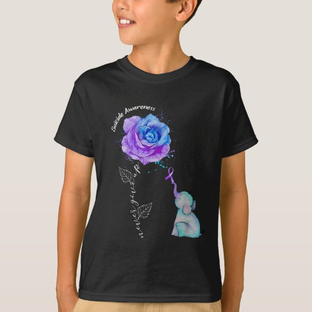 T-shirt Éléphant de fleur de sensibilisation à la préventi (Devant)