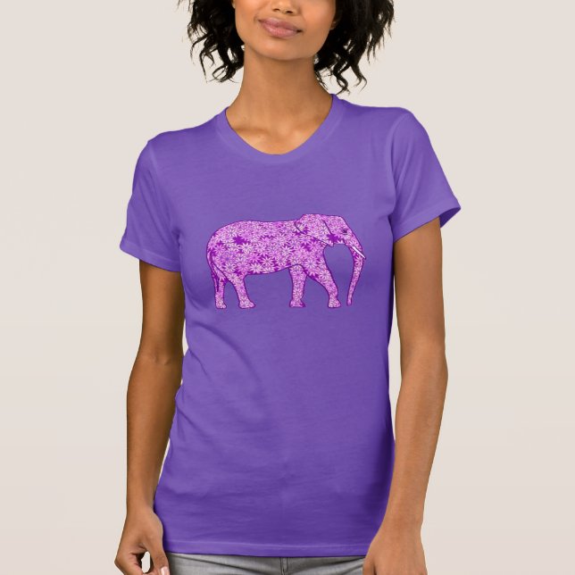 T-shirt Éléphant de fleur - pourpre d'améthyste (Devant)