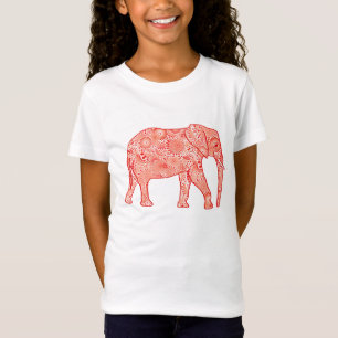 T-Shirt Éléphant de remous de fractale - orange et blanc