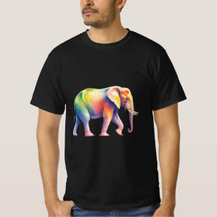 T-shirt Éléphant de safari arc-en-ciel vibrant