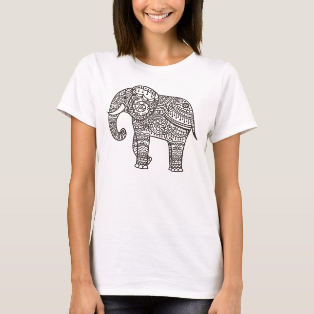 T-shirt Eléphant de style décoratif (Devant)