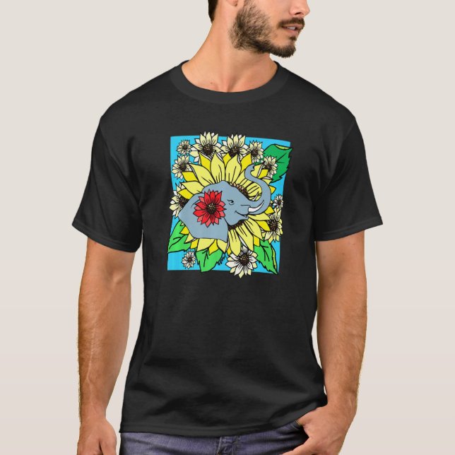 T-shirt Éléphant de tournesol (Devant)