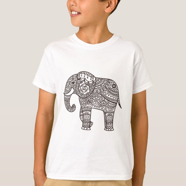 T-shirt Éléphant décoratif de style (Devant)