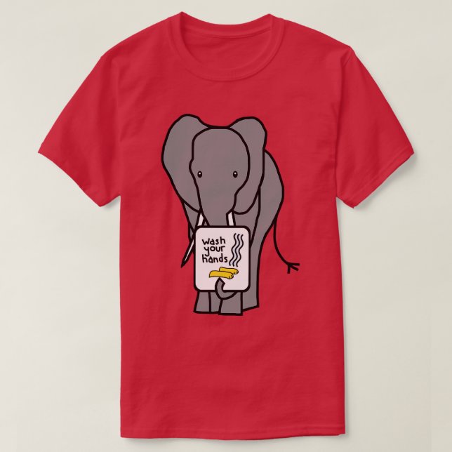 T-shirt Elephant Dit Se Laver Les Mains (Design devant)