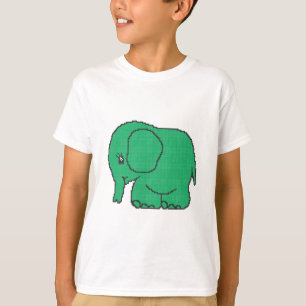 T-shirt Éléphant drôle de vert de point de croix