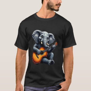 T-shirt Éléphant drôle jouant de la guitare design pour l'