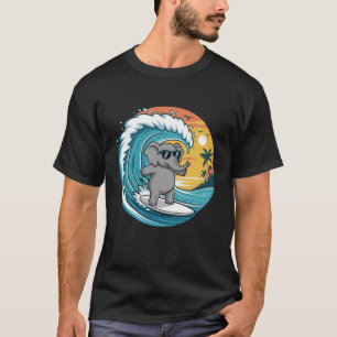T-shirt Éléphant Drôle Planche de Surf Plage Été Surfant É