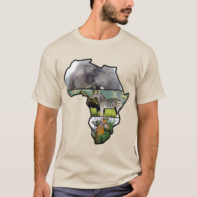 T-shirt Eléphant du continent africain de la faune, Zèbre, (Devant)